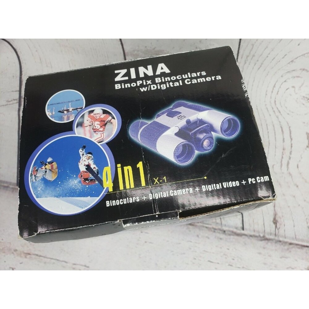 ZINA 4-in-1 10x25 BinoPix Binoculars with Digital Camera, Video, and PC Cam